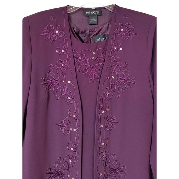 AKC Women s 6 Dress Matching Jacket Eggplant Purple Semi-Formal - Picture 2 of 6